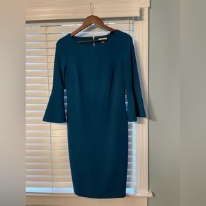 Calvin Klein teal bell sleeve dress